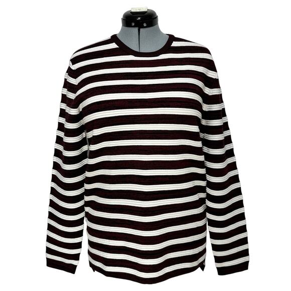 Talbots Striped Heavy Knit Pullover Sweater Long Sleeve Relaxed Fit Sz: XL - Picture 1 of 6